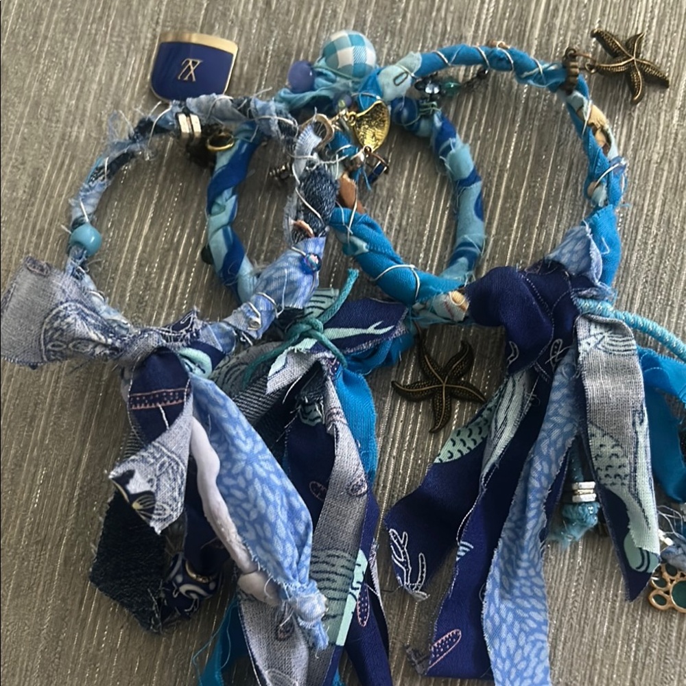 Blue Fabric Charm Bracelets